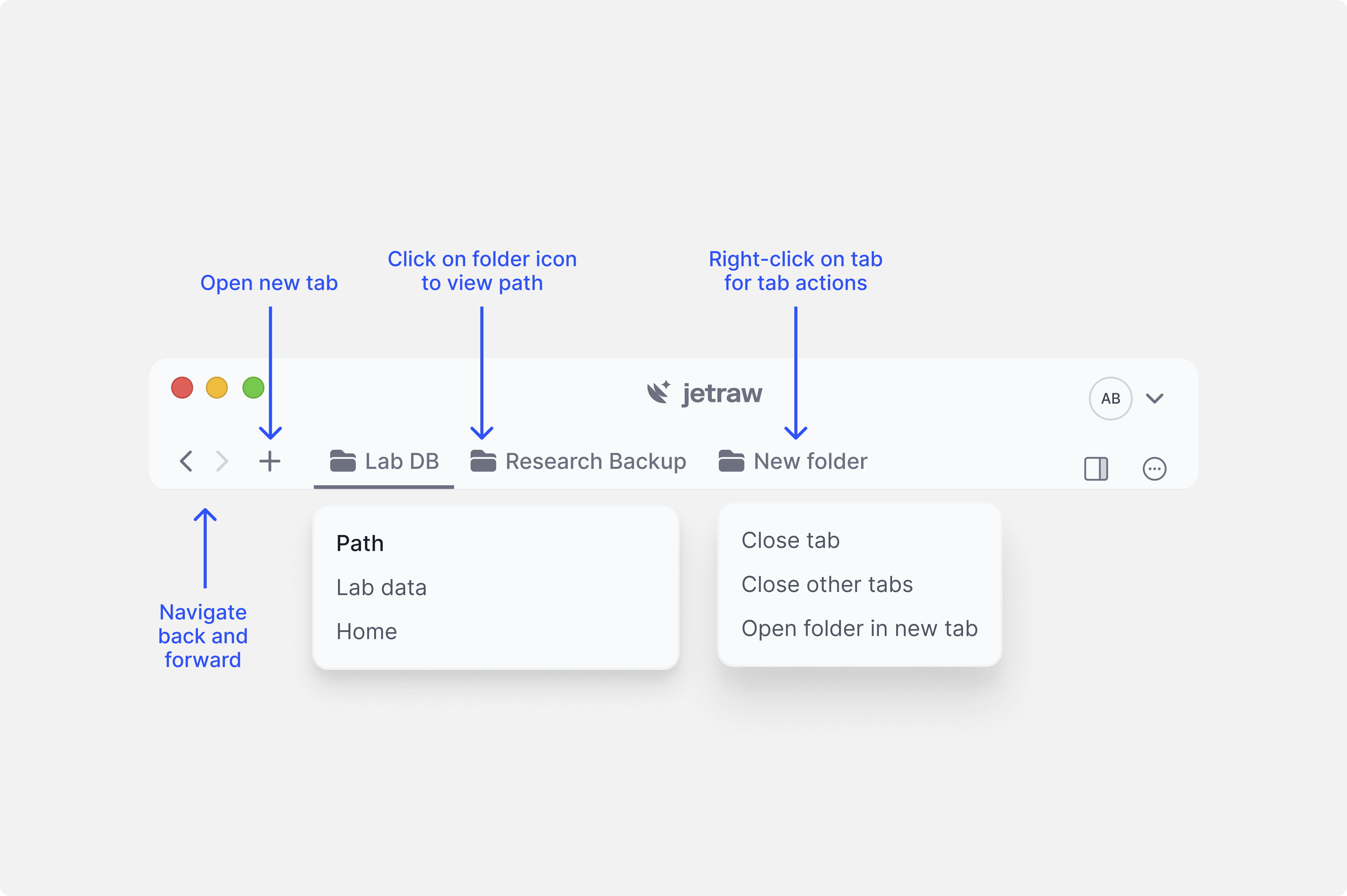 Jetraw Platfor GUI Glossary: Files Tabs