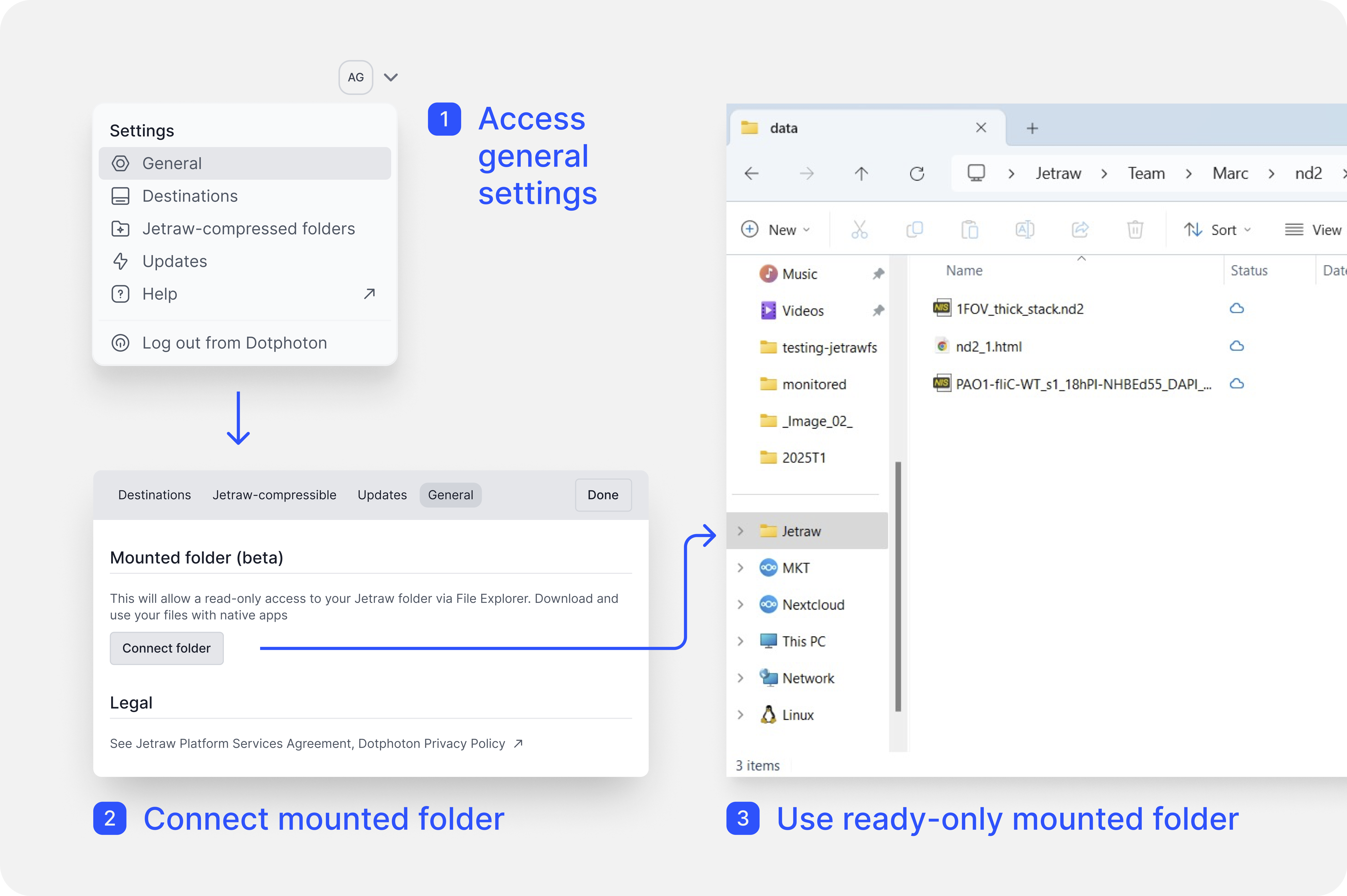 Jetraw Platform as a mounted folder