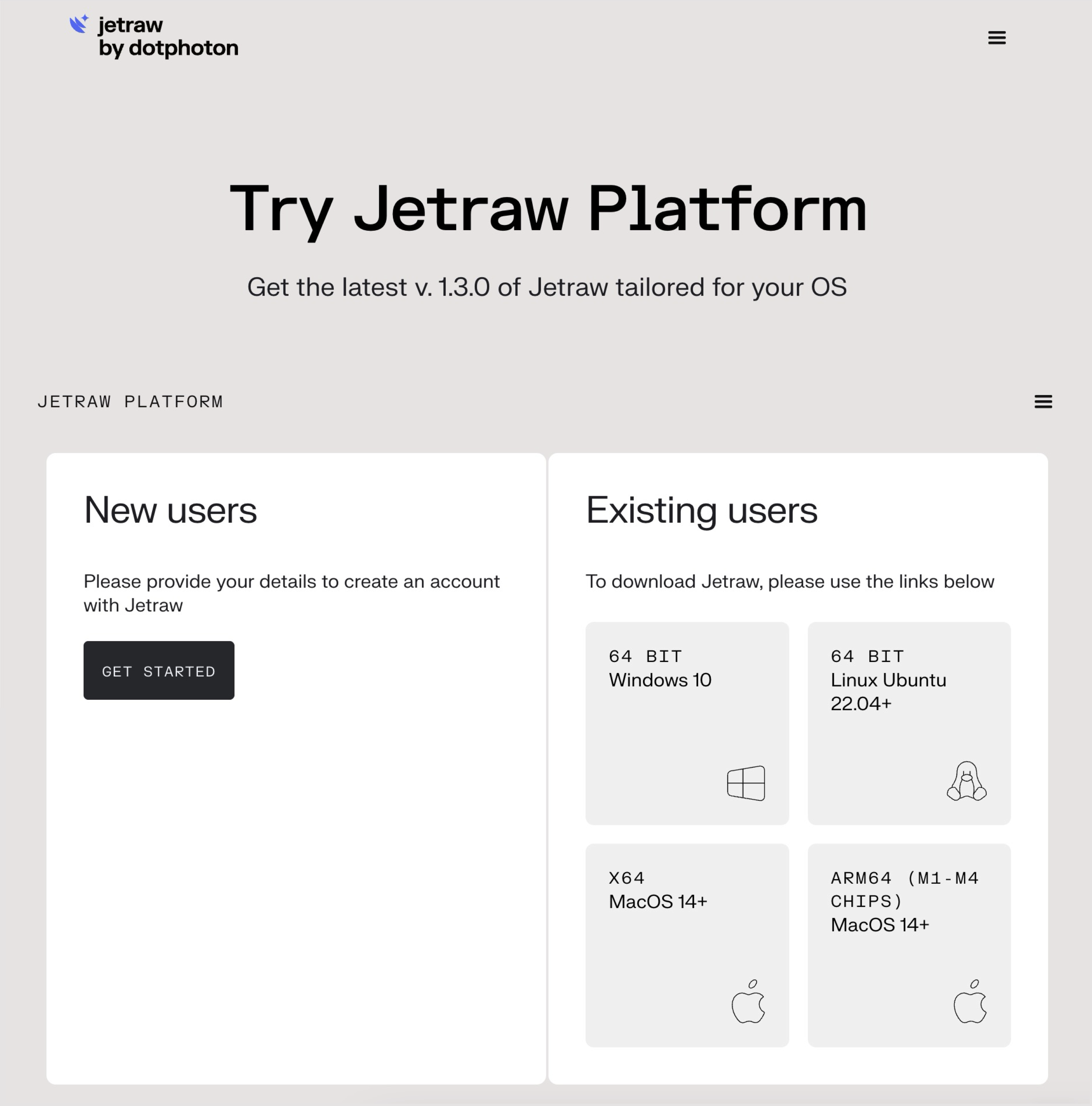 Sign-up to Jetraw